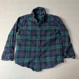 Jamie and Jack Toddler Plaid Button Down Shirt 2T Green Blue